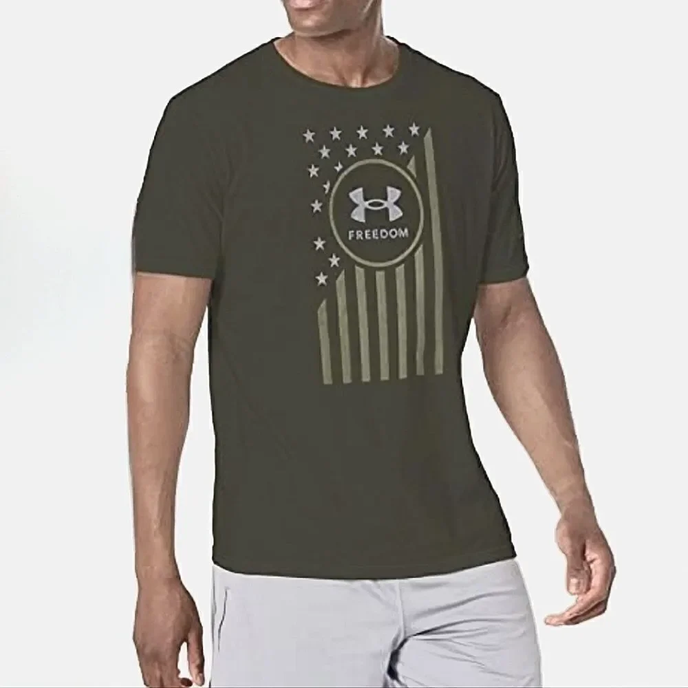 Under Armour Men's Crewneck Freedom Flag Shirt Sleeve T-Shirt